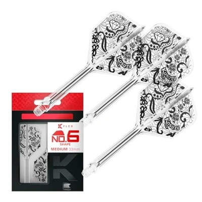 Image of TARGET Japan Diamond K Flex Dart Flights and Shaft System, No.6 Pack of 3 Kflex All In One Flight, Player Edition Kosuzu Iwao Darts Accessories Stem Medium (33mm)