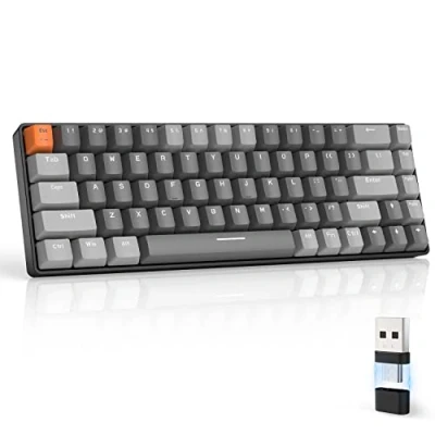 Image of MAGIC REFINER RK68 Wireless Mechanical Keyboard, 60% Percent Gaming Apex Pro Mini 2.4Ghz/Bluetooth 5.0 Dual Mode 2 in 1 Receiver 68 Keys Hot Swappable Keyboard Clicky Blue Switch for PC/MAC