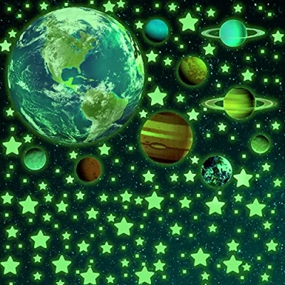 Image of SnailGarden 470Pcs Glow in The Dark Stars and Planets,Luminous Dots Moon Wall Stickers for Nursery Baby Kids Bedroom Decoration Ceiling Decals