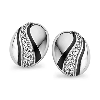 Image of Orphelia ZO 5095 Women&#039;s Hypoallergenic Jewellery Stud Earrings, Rhodium Plated 925 Silver with White Round Cut Zirconia 1.3 cm