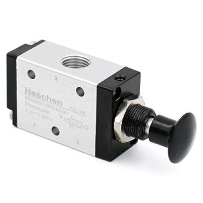 Image of Heschen Pneumatic hand draw valve 3R210 08 3 way 2 position PT1/4 Normally Closed