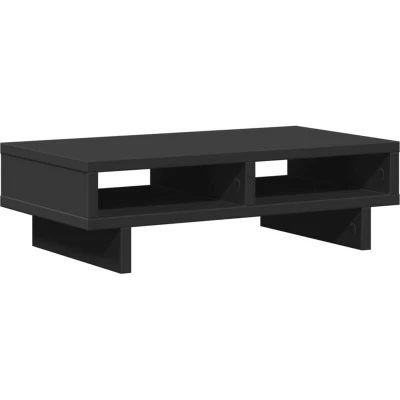 Image of vidaXL Monitor Stand Computer Display Riser Black Engineered Wood 50x27x15cm Max Load 30kg Organizer Shelf