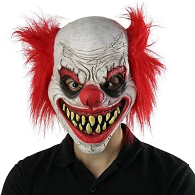 Image of PARTYGEARS Clown Mask Realistic Halloween Party Latex Creepy for Kids Adult Cosplay Costum Scary Joker Props