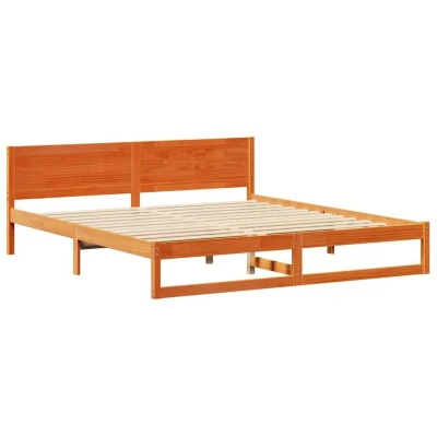 Image of vidaXL Bed Frame Wax brown Solid pine wood 200 x cm Durable