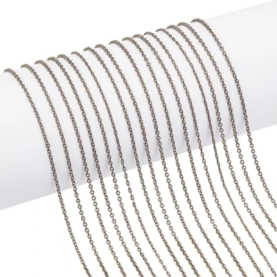 Image of PH PandaHall 5 Meter Brass Cross Chains Cable Chain Size 2x1.5x0.5mm Jewellery Making Antique Bronze
