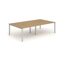 Image of Evolve B2B Silver Frame Bench Desk 1200 Oak (4 Pod) BE260