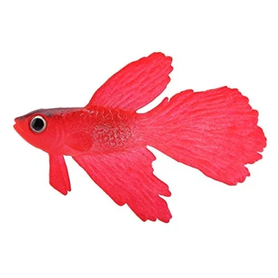 Image of Artificial Fishes Aquarium Decoration Lifelike Fake Silicone Small Fish for Tank Floating Ornament(Red Betta Fish)