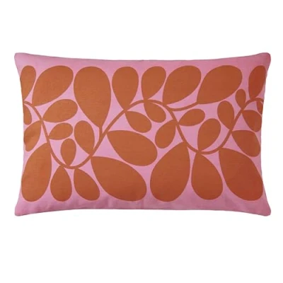 Image of Orla Kiely Sycamore Stripe Tomato and Pink Reversible Cushion