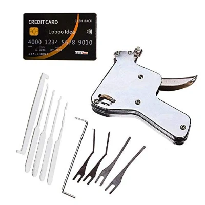 Image of Loboo Idea Lock Pick Gun Locksmith Tool Door Opener (UP) and Credit Card Picking Kit,Lock Tools for Training Practice, Beginner,