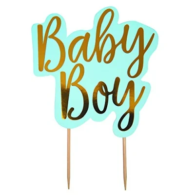 Image of Neviti 771594 Pattern Works Cake Topper Baby Boy, Blue, 17.5 x 13 0.2 cm