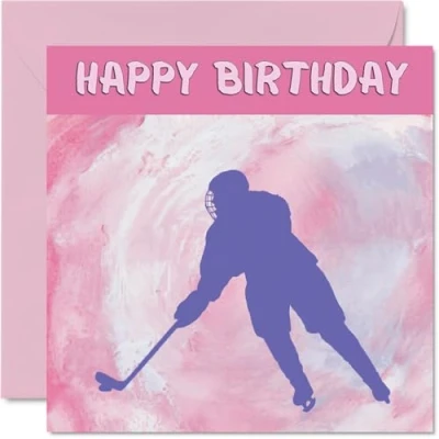 Image of Sport Birthday Cards for Women Girls Ice Hockey in Boxing Card Friend Sister Daughter Niece Teammate, 145mm x Athlete Greeting
