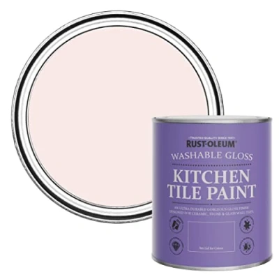 Image of Rust Oleum Pink Water Resistant Kitchen Tile Paint in Gloss Finish China Rose 750ml