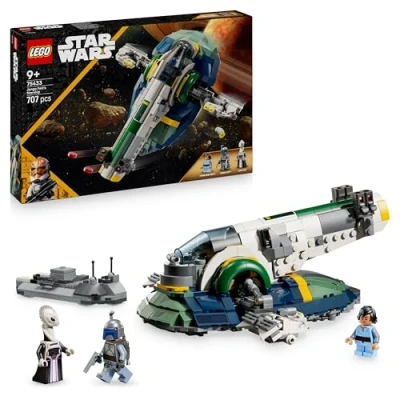 Image of LEGO Star Wars 75433 Jango Fett&#039;s Starship Play &amp; Display Toy with Rotating Wings 3 Minifigures incl. Boba Fett Attack of the Clones Gift for 9+ Year Old Boys Fans