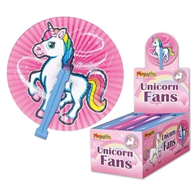 Image of Playwrite Unicorn Paper Folding Fan x 12