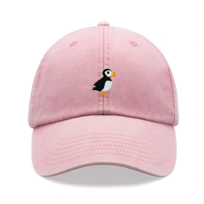 Image of Puffin Baseball Cap Vintage Washed Unisex Dad Hat Adjustable Pink