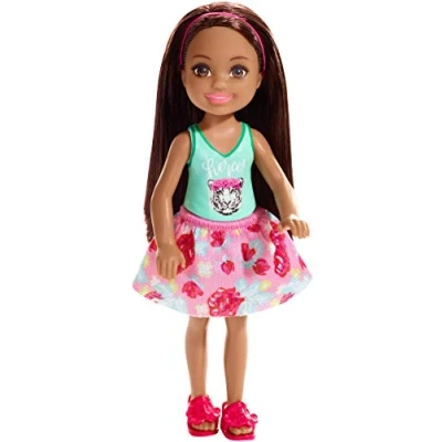 Image of Barbie Club Chelsea Doll, 6 Inch Brunette with Fierce Tiger Graphic