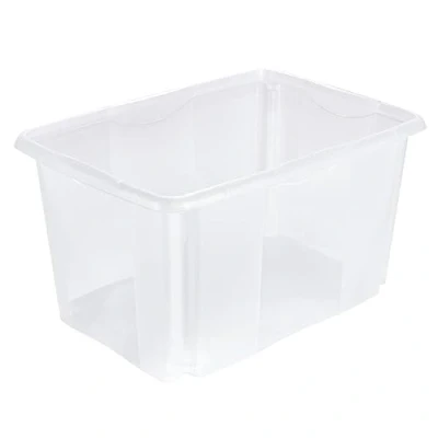 Image of keeeper Storage Box with Turn Around Stacking system, 54.5x39x29.5 cm, 45 Litre, Emil, Transparent