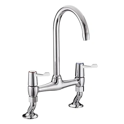 Image of Bristan VAL2 BRDSM C CD Value Deck &amp; Bridge Sink Mixers, Chrome
