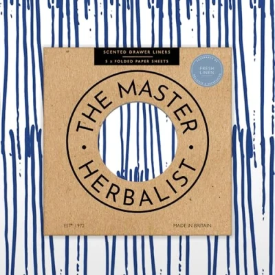 Image of the Master Herbalist Fragrant FRESH LINEN Scented Drawer Liners in a JAPANESE PEN Design (FOLDED) Pack of 5 Sheets Contains Essential Oils Made UK