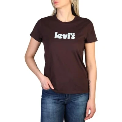 Image of Levi&#039;s Women&#039;s The Perfect Tee Poster Logo T Shirt, Chocolate Plum, XXS