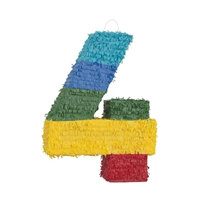 Image of Number 4 Pinata (37cm x 53cm) Vibrant Multicolor Party Essential Perfect for Kids Birthday Celebrations &amp; Festivities 1 Pc
