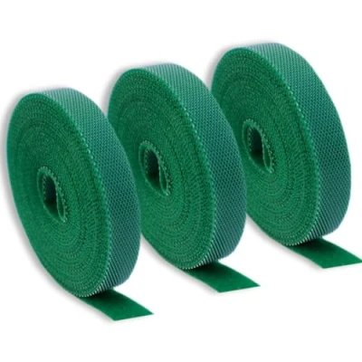 Image of Pack of 3 2.5m x 1cm Hook and Loop Tie Tape Green Gardening Ties, Plant Support, Reusable Self Adhesve Straps for Cable Organisation, 7.5m Total