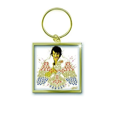 Image of ELVIS PRESLEY Keyring Keychain American Eagle Official Gold Taglia unica