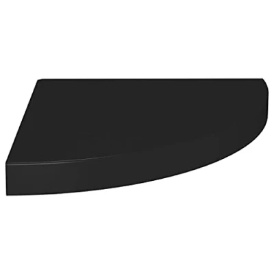 Image of vidaXL Modern Floating Corner Shelf Wall Display for Living Room, Bedroom, Office Black 35x35x3.8 cm Honeycomb MDF and Metal