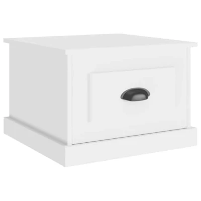 Image of vidaXL Coffee Table Stylish Square Design in White Ideal for Living Room Features Durable Engineered Wood Construction and Storage Drawer