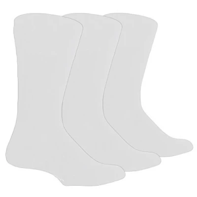 Image of 3 Pairs Mens Plain White Gentle Grip Everyday Cotton Socks, UK Size 6 11