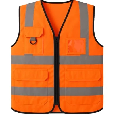 Image of STEPAHEAD HI VIS VIZ EXECUTIVE SAFETY WAISTCOAT VEST PHONE &amp; ID POCKET (Orange, 2XL)