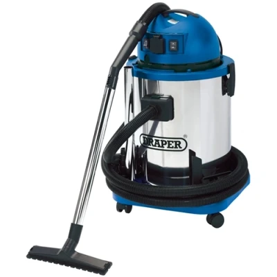 Image of Draper Wet &amp; Dry Vacuum Cleaner with Stainless Steel Tank, 50L, 1400W 230V Power Tool Socket