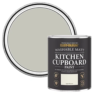 Image of Rust Oleum Light Green Kitchen Cupboard Paint in Matt Finish Apple Blossom 750ml