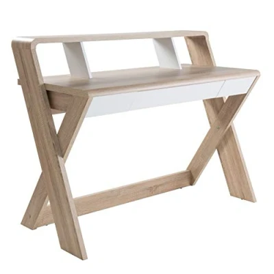 Image of Alphason,AW2110,Aspen Light Oak and White Trestle Desk,Light White,950x1000x580mm