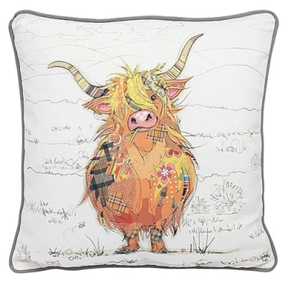 Image of L &amp; P Home Gifts Lesser Pavey 45 x 45cm Cushions With Covers British Designed Inserts Included Highland Hamish Cushion For Kitchens or Living Spaces Bug Art