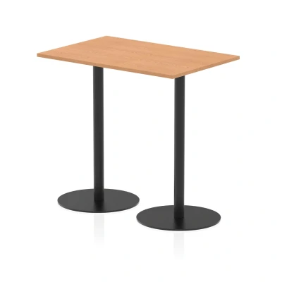Image of Italia 1200 x 800mm Poseur Rectangular Table Oak Top 1145mm High Black Leg