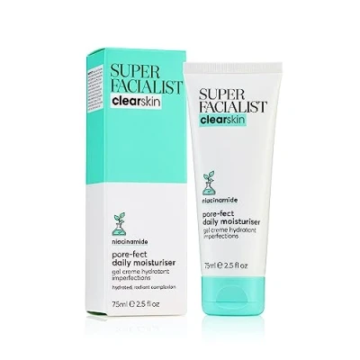 Image of Super Facialist Pore Fect Daily Moisturiser Hydrate &amp; Control Oil for Acne Treatment Blackhead Remover with 3% Niacinamide, Tea Tree Prebiotics, Vegan Friendly 75ml