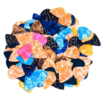 Image of Alnicov Celluloid Guitar Picks, 100 Pieces 0.75mm Picks for Bass Electric Guitar, Random Colors
