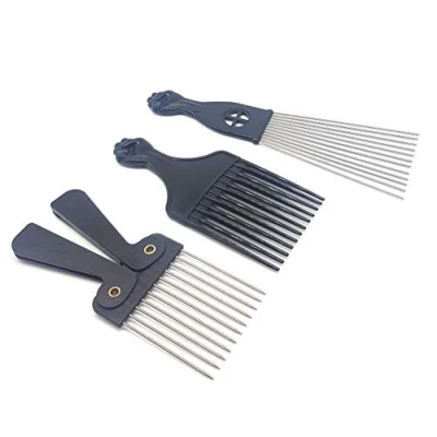 Image of Love Afro Cosmetics Hair pik Comb Trio (plastic fist pik, folding angled metal teeth long)