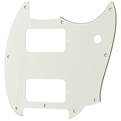 Image of Musiclily Pro 9 Holes Round Corner HH Guitar Pickguard 2 Humbuckers for Squier Bullet Series Mustang Electric Guitar, 3Ply Aged White