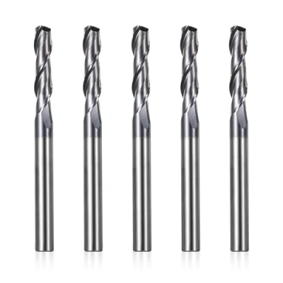 Image of Genmitsu 5pcs End Mills CNC Router Bits, 1/4&quot; Shank Tungsten Steel Cutter with 2 Flute Flat Nose Carving Bit Set, 3 Overall Length, TiAlN Coating, for Aluminum, Metal, Plastic, MDF &amp; Wood, 2FNC05