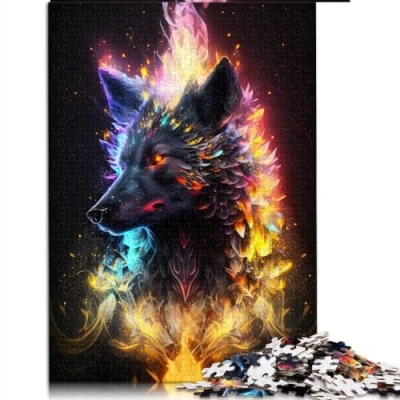 Image of Jigsaw Puzzle Adult 1000 Piece Wolf Wooden for Adults &amp; Kids Age 12 Up Impossible Size: 50x75cm