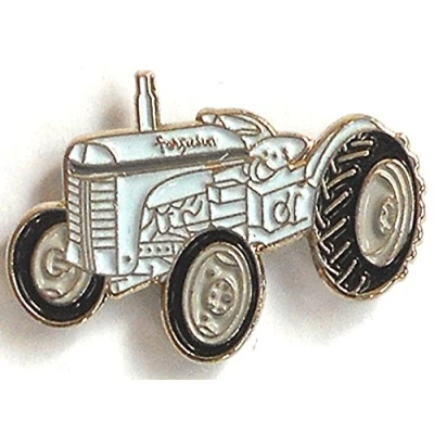 Image of Metal Enamel Pin Badge Vintage Farm Tractor Blue