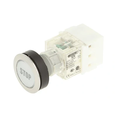 Image of Schlegel 23.000.703 Push Button Stainless Steel, Clear Cap, Identification Plate Stop, Contact Sensor 1 N/O Contact, Screw Connection