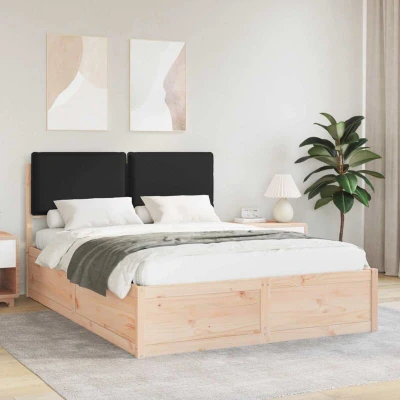 Image of vidaXL Bed Frame with Upholstered Headboard Black 140 x 190 cm