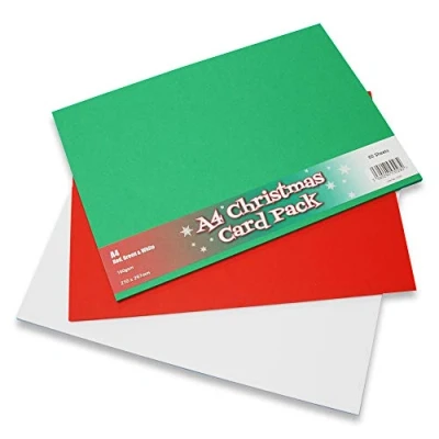 Image of Craft UK A4 Red Green &amp; White Card