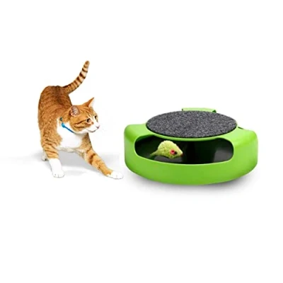 Image of ADEPTNA Cat Kitten Catch the Mouse Motion Toy Moving Play Interactive Grooming Fun and Exercise Scratch Mat