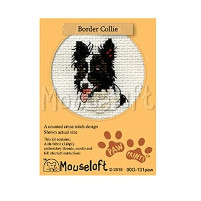 Image of Mouseloft Mini Cross Stitch Kit Border Collie, Paw Prints Collection