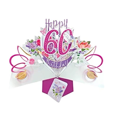 Image of Female 60th Birthday Pop Up Greeting Card Original Second Nature 3D Cards