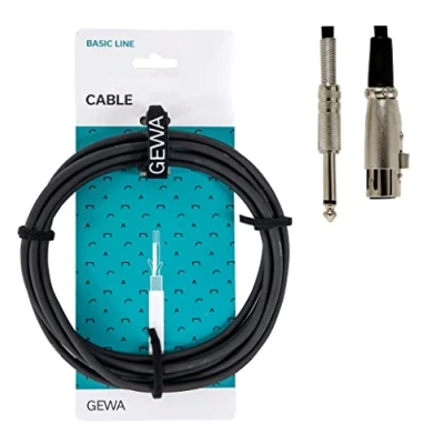 Image of GEWA Microphone cable Basic Line 9m, black, XLR(f) 6.3 mm mono jack, 190070